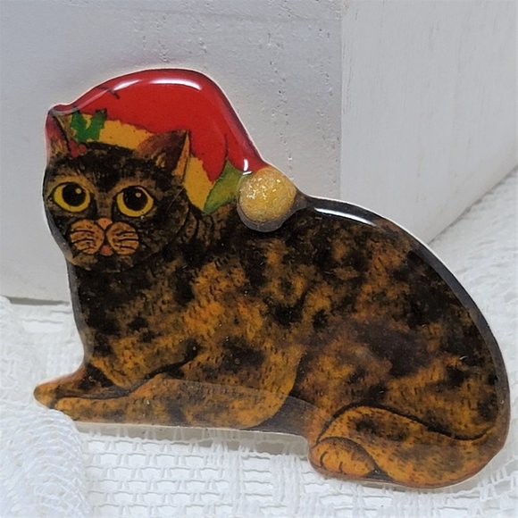 Sweet Little Santa Kitten Cat Kitty Pin Brooch - Picture 4 of 8